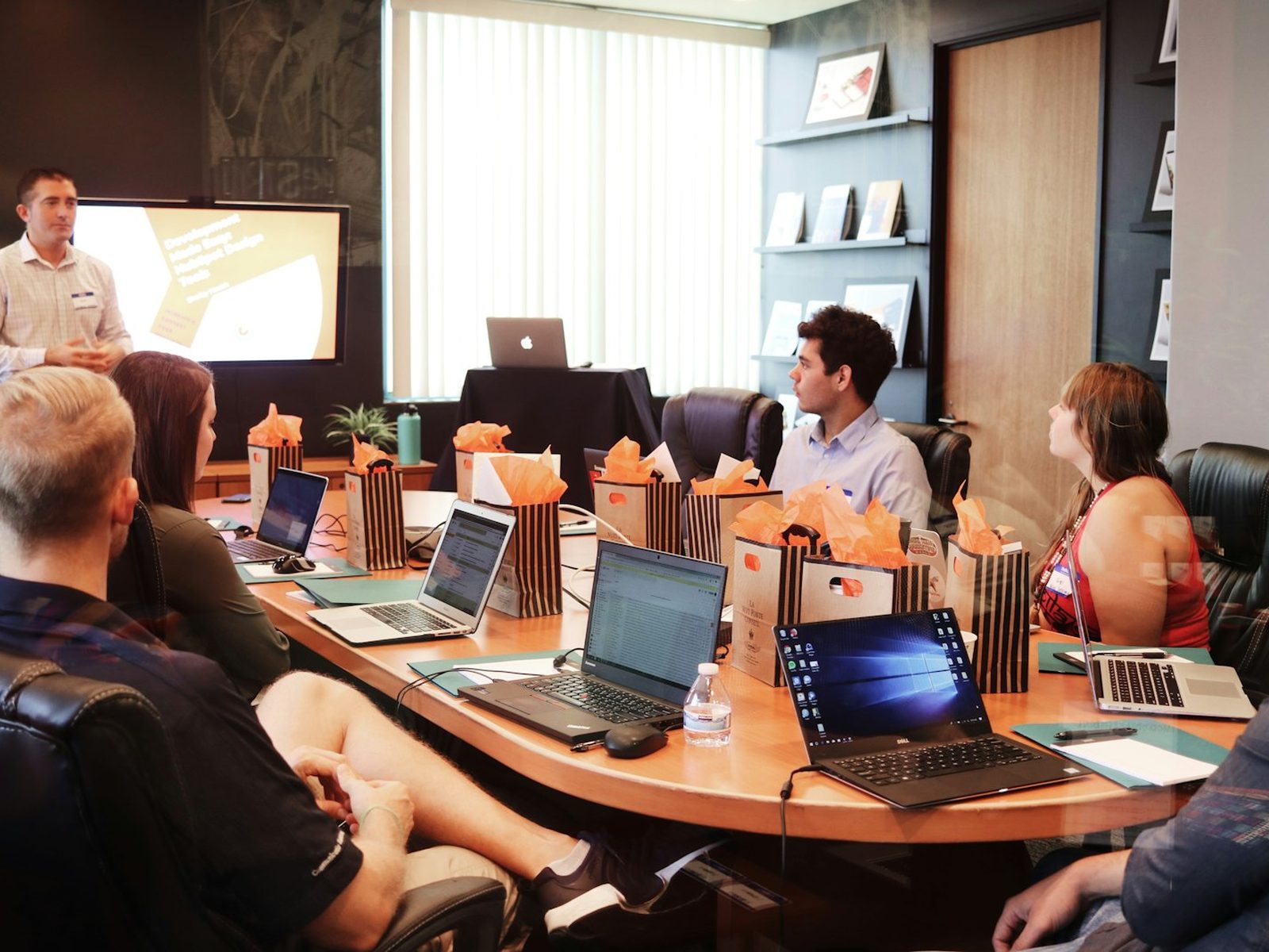 An entrepreneur leading a session with his team